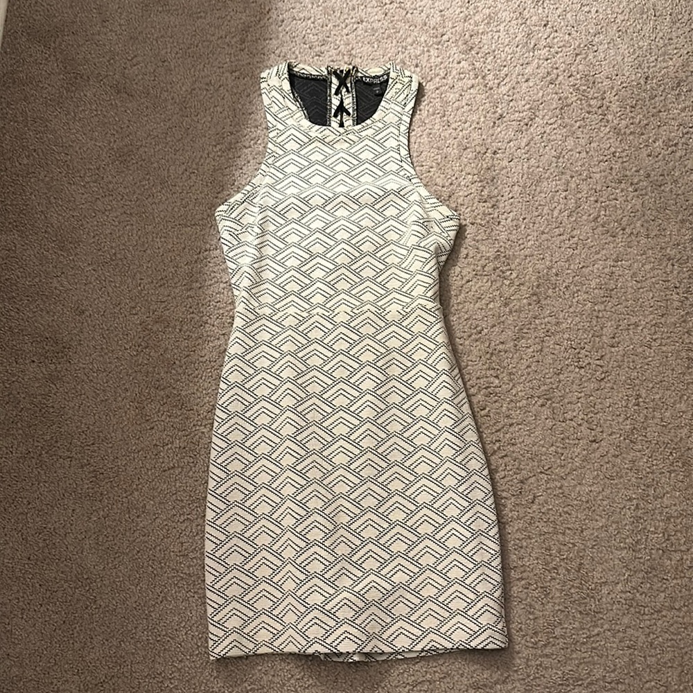 Express black and white dress with cut out back
